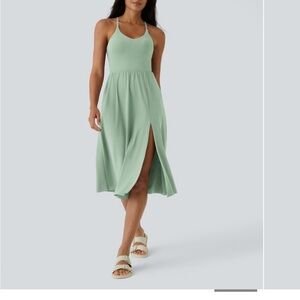 Halara Light Green Midi Dress with Slit
